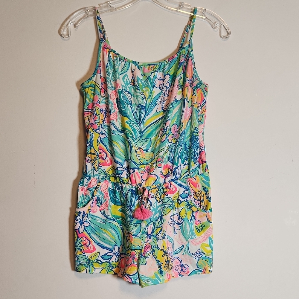Lily Pulitzer Mukticolor Floral Romper Sz 12-14 Girls